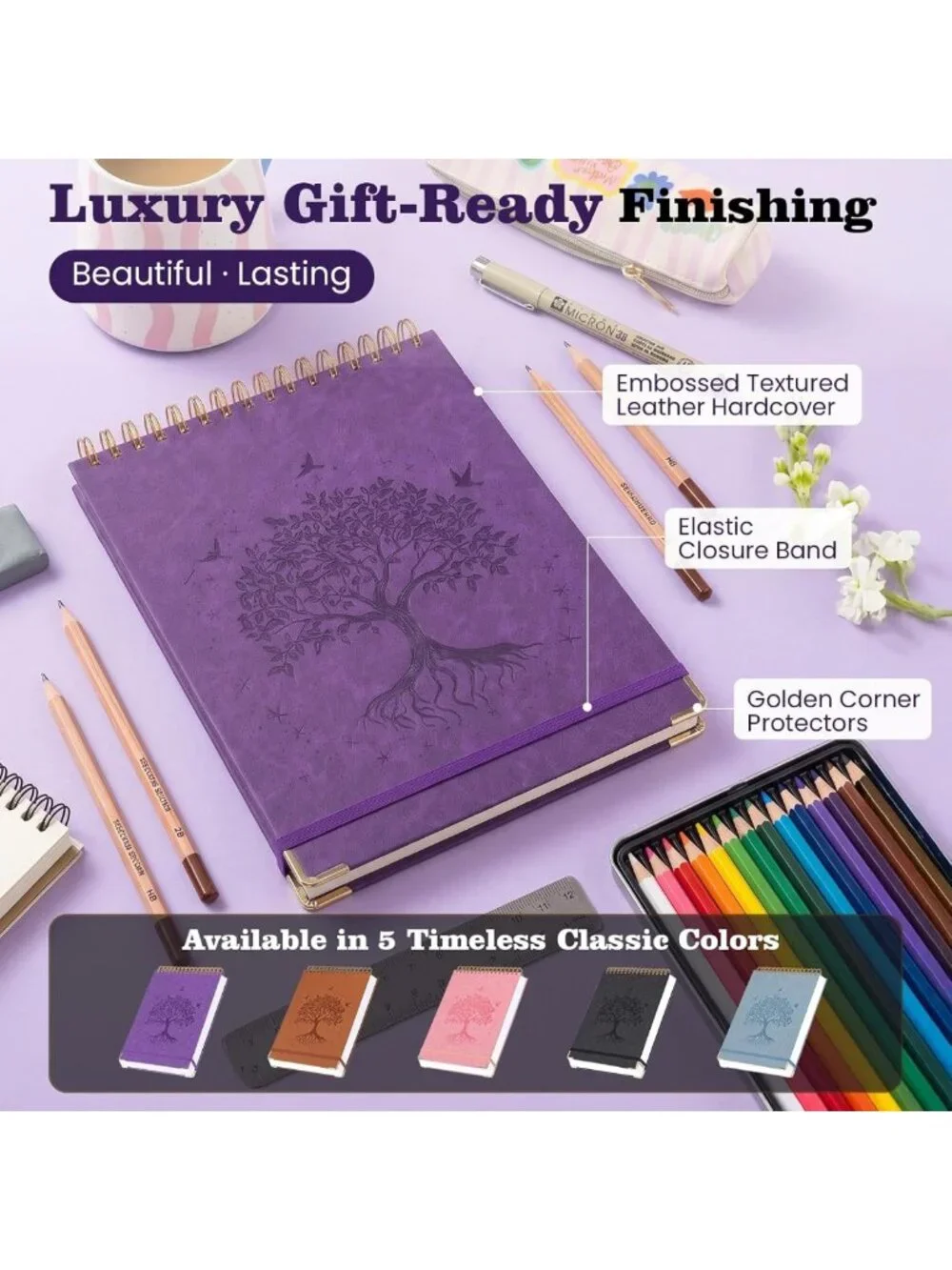 Large Hardcover Blank Notebook Journal | 300 Pages No Bleed Thick Paper, Lay